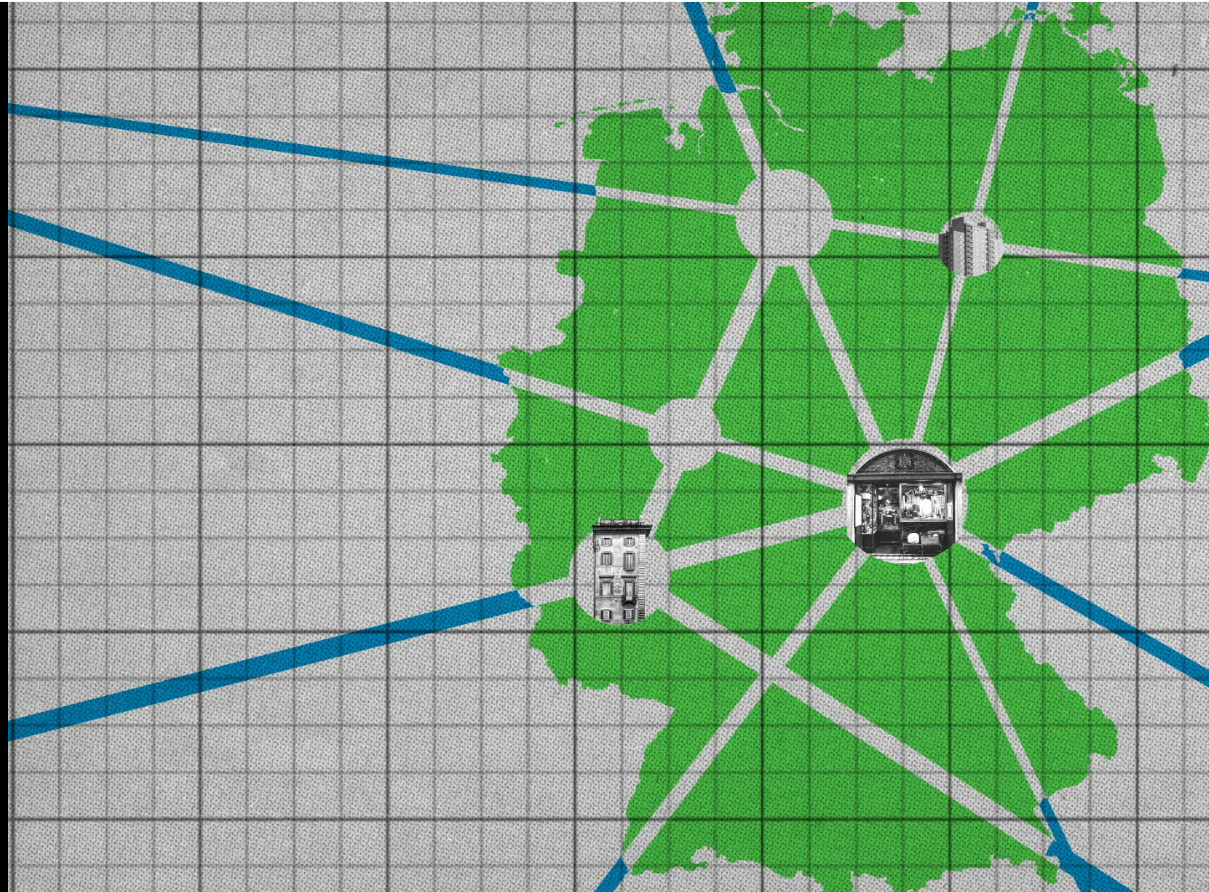 Deutschlandkarte mit vernetzten Unternehmen