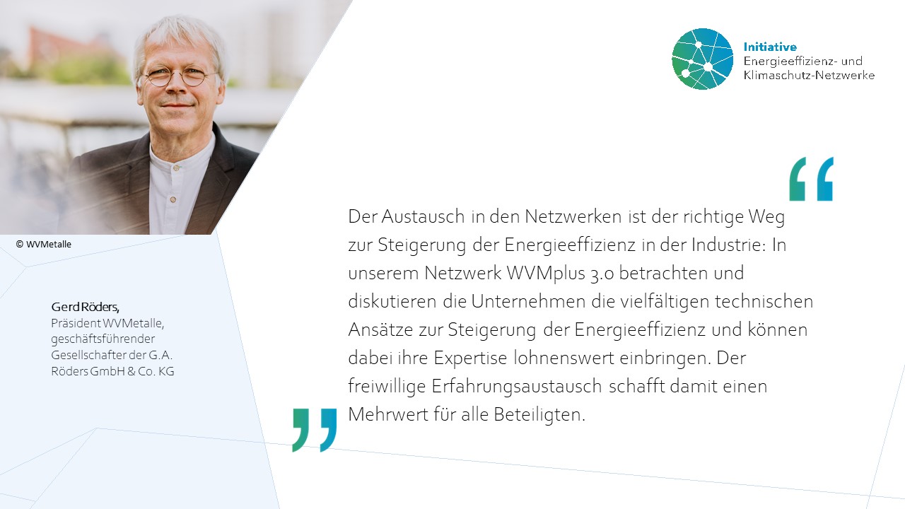 Zitat und Portraitfoto von Gerd Röders, WVMetalle und G. A. Röders GmbH & Co. KG
