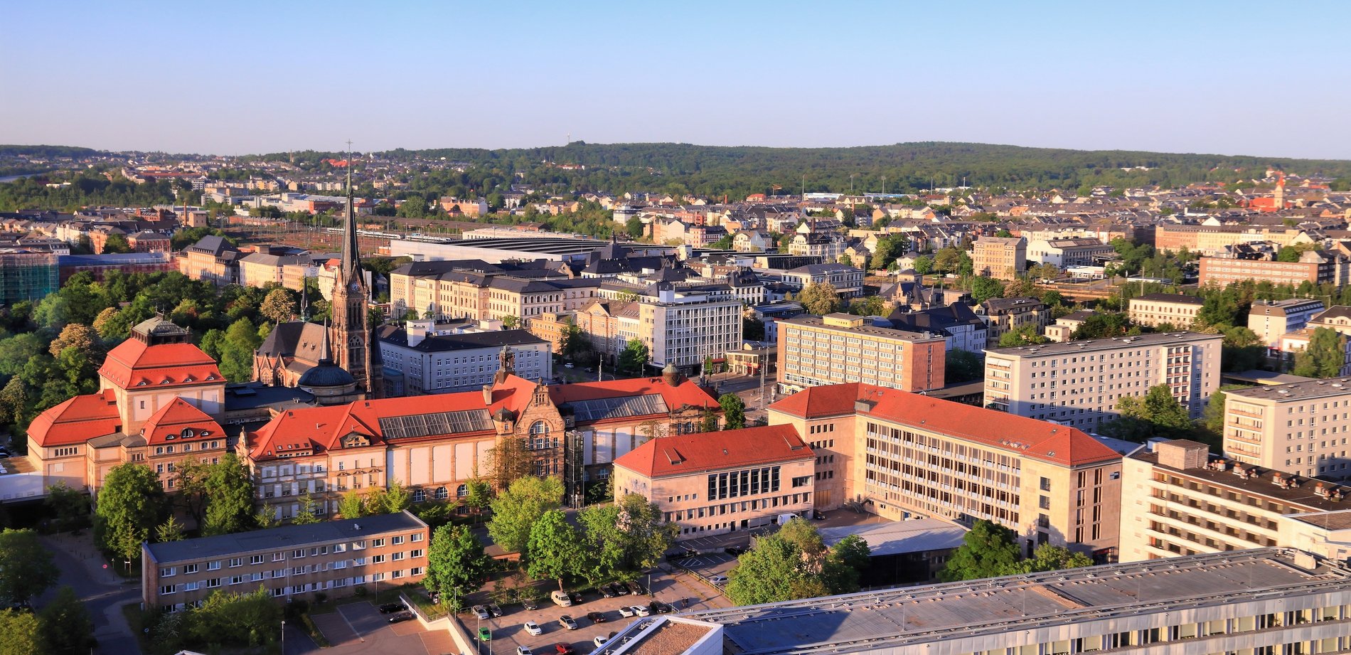 Luftansicht der Stadt Chemnitz, Sachsen