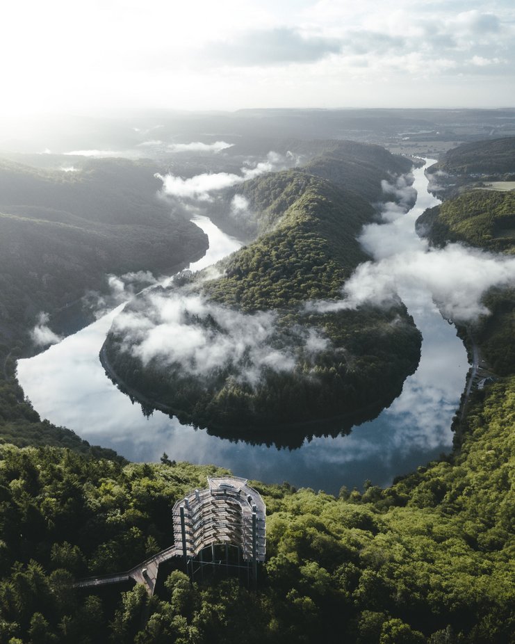 Die Saarschleife in der Luftaufnahme.