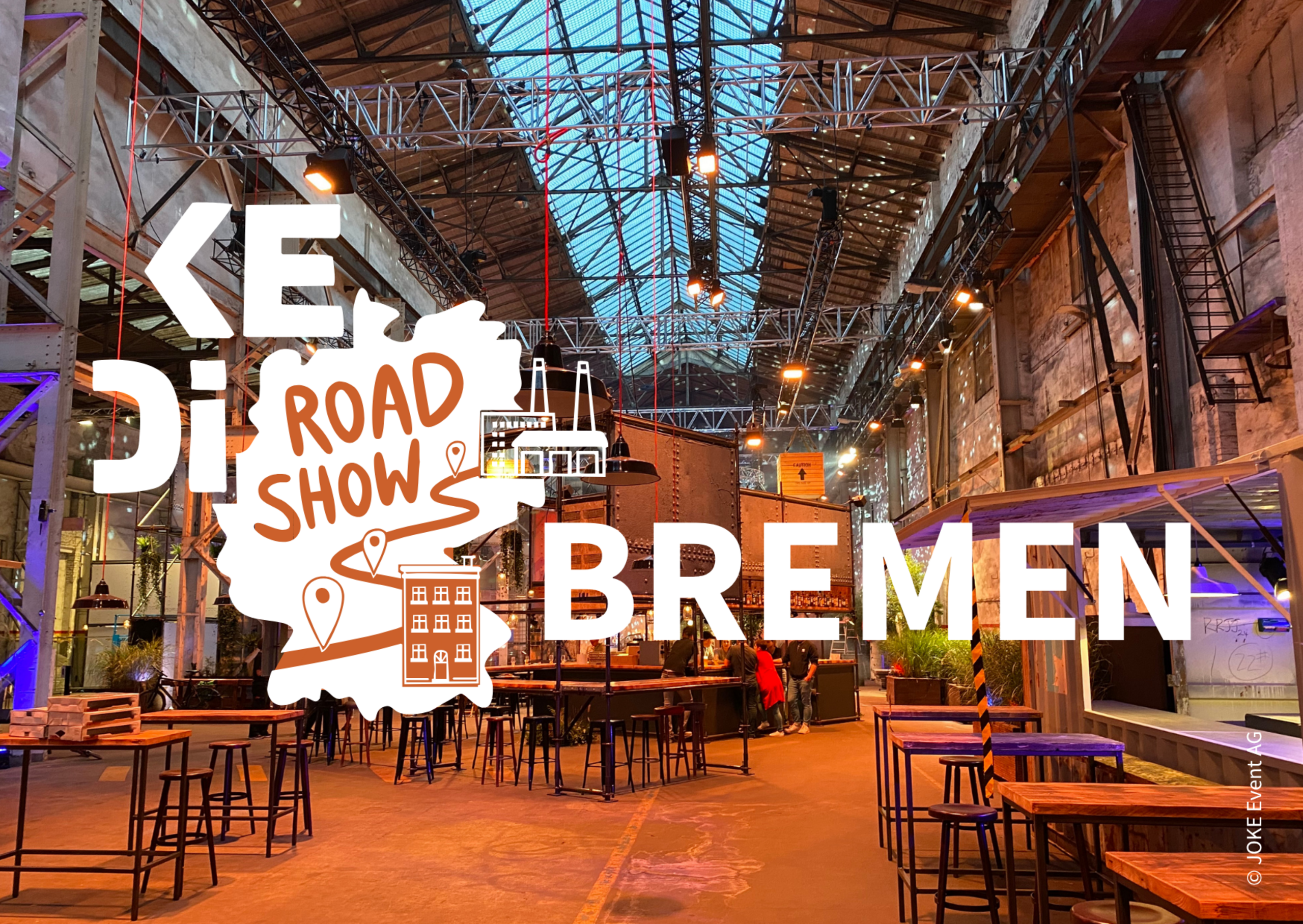 Key Visual der Roadshows des Kompetenzzentrum für Energieffizienz durch Digitalisierung, mit dem Hinweis Bremen.