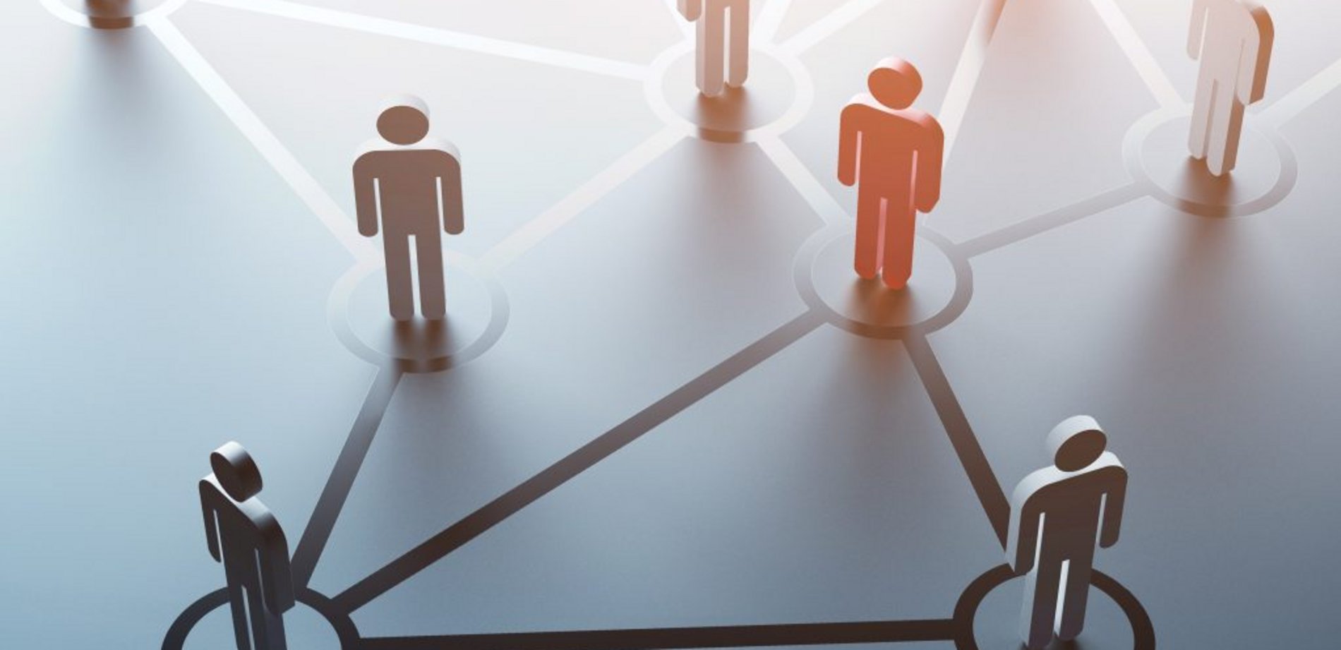 Piktogramme, die Menschen verkörpern bilden ein Netzwerk. 