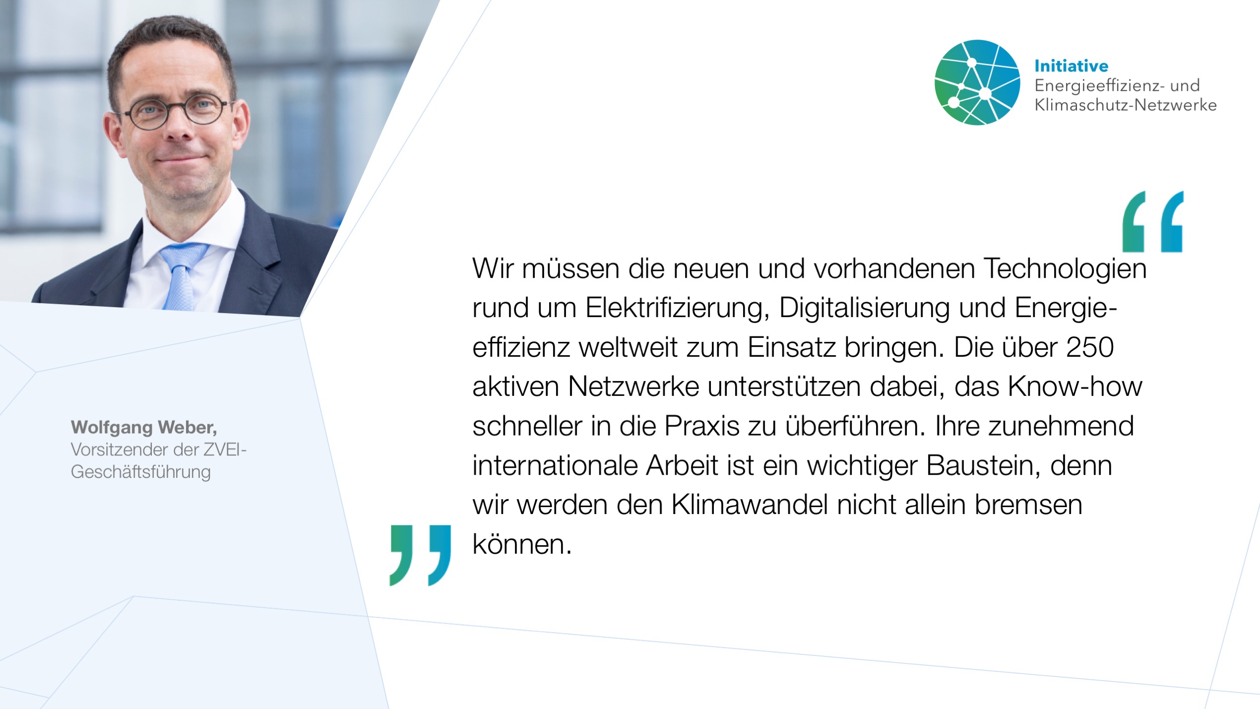 Zitat und Portraitfoto von Wolfgang Weber, ZVEI-Geschäftsführung